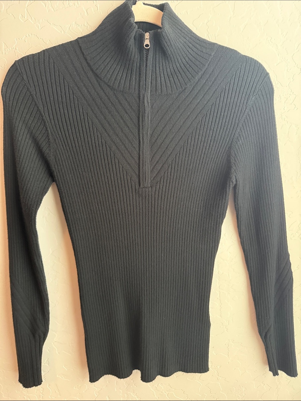 Varley Demi 2.0 Half-Zip Ribbed Knit Top Sweater - Black - Picture 2 of 9